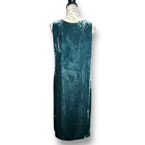 BCBGMAXAZRIA M Green Velvet Tunic Top High Low Split Side Sheer Goth Boho Chic - Picture 7 of 10